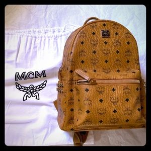 MCM Stark Side Studs Backpack in Visetos Cognac
